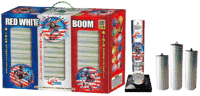 RED WHITE BOOM 4'' & 5'' & 6'' CANISTER SHELLS SUNS